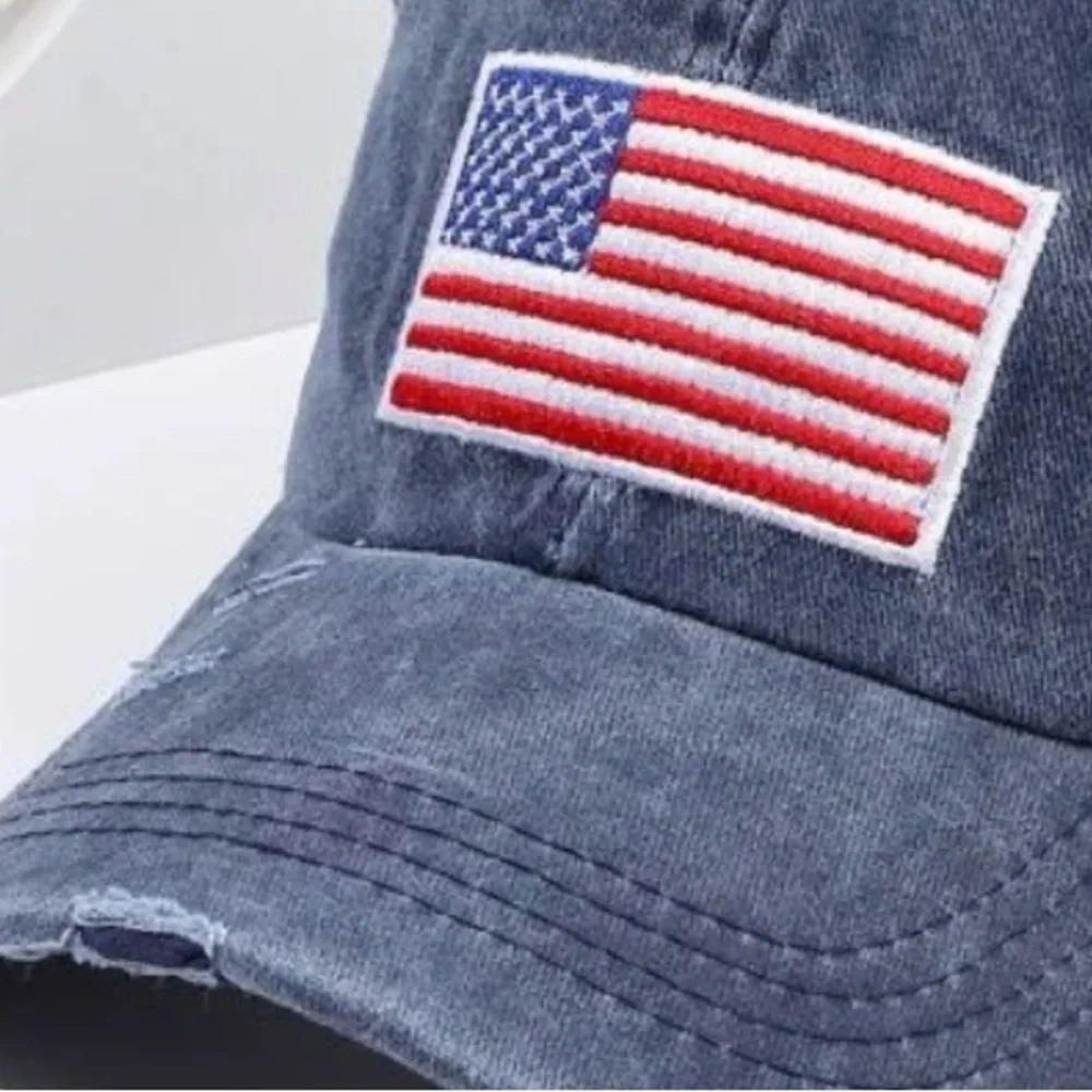 USA patriotic American Flag Distressed Trucker Hat - Picture 5 of 8